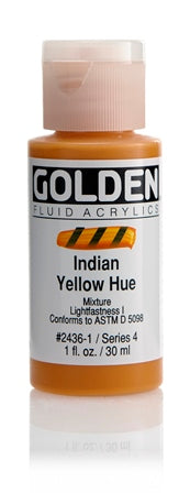 Golden Fluid Acrylic Paint India Yellow Hue 30ml
