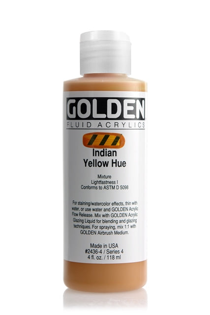 Golden Fluid Acrylic Paint India Yellow Hue 118ml