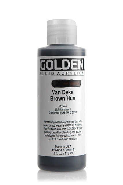 Golden Fluid Acrylic Paint Van Dyke Brown Hue 118ml