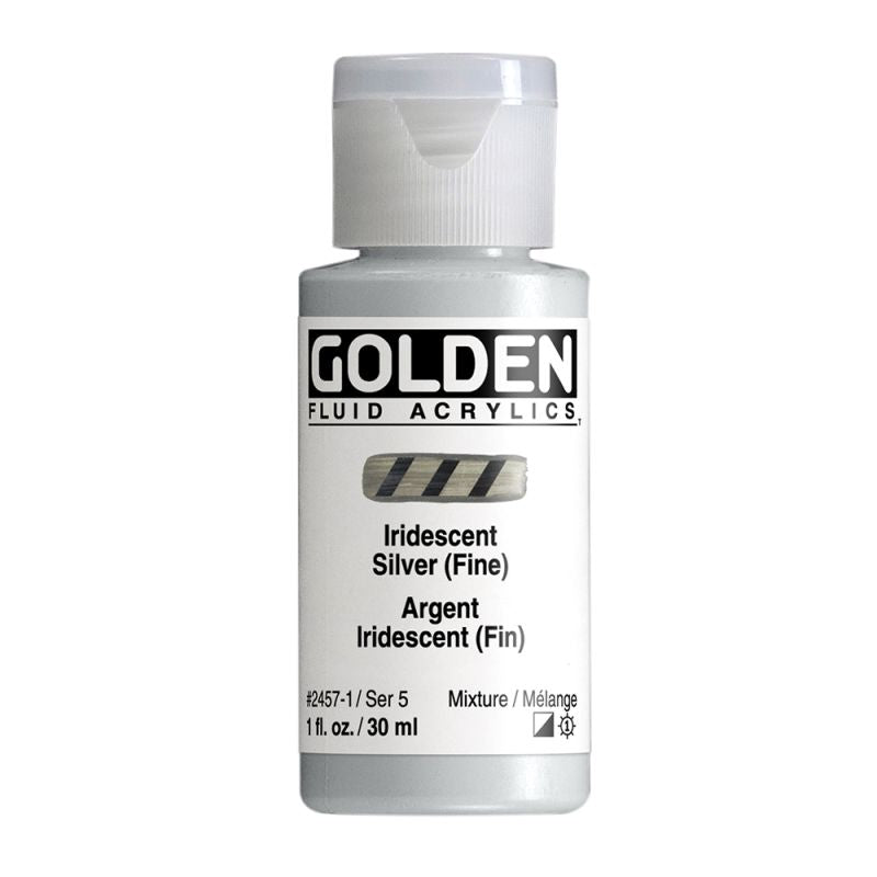 Golden Fluid Acrylic Paint Iridescent Silver (Fine) 30ml