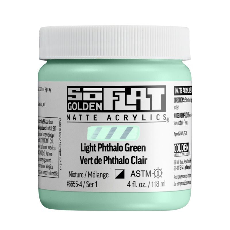 Golden SoFlat Acrylic Paint Light Phthalo Green 118ml