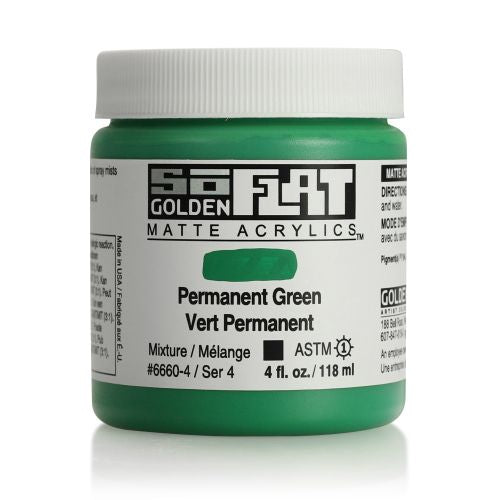 Golden SoFlat Acrylic Paint Permanent Green 118ml