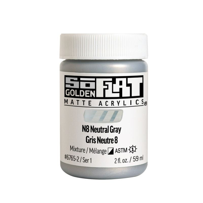 Golden SoFlat Acrylic Paint N8 Neutral Gray 59ml