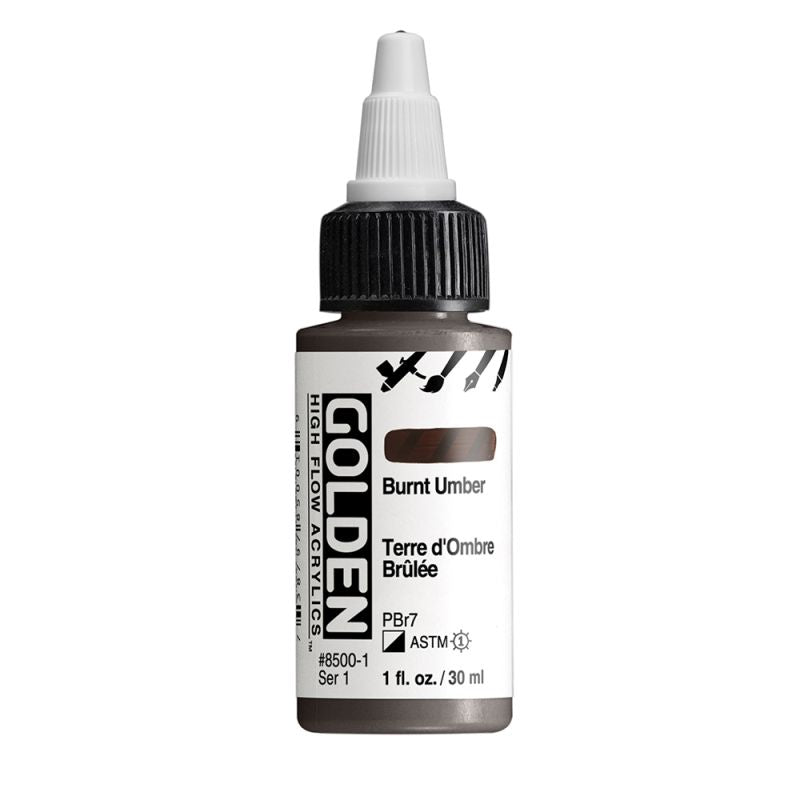 Golden High Flow Acrylic Paint Burnt Umber 30ml