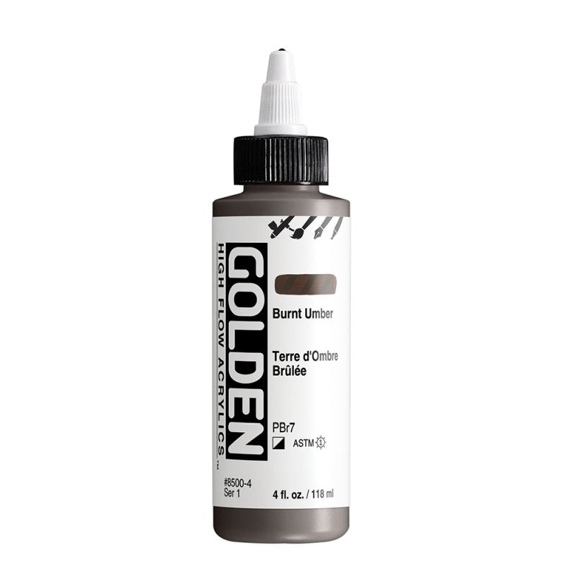 Golden High Flow Acrylic Paint Burnt Umber 118ml