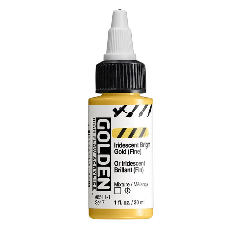 Golden High Flow Acrylic Paint Iridescent Bright Gold (Fine) 30ml