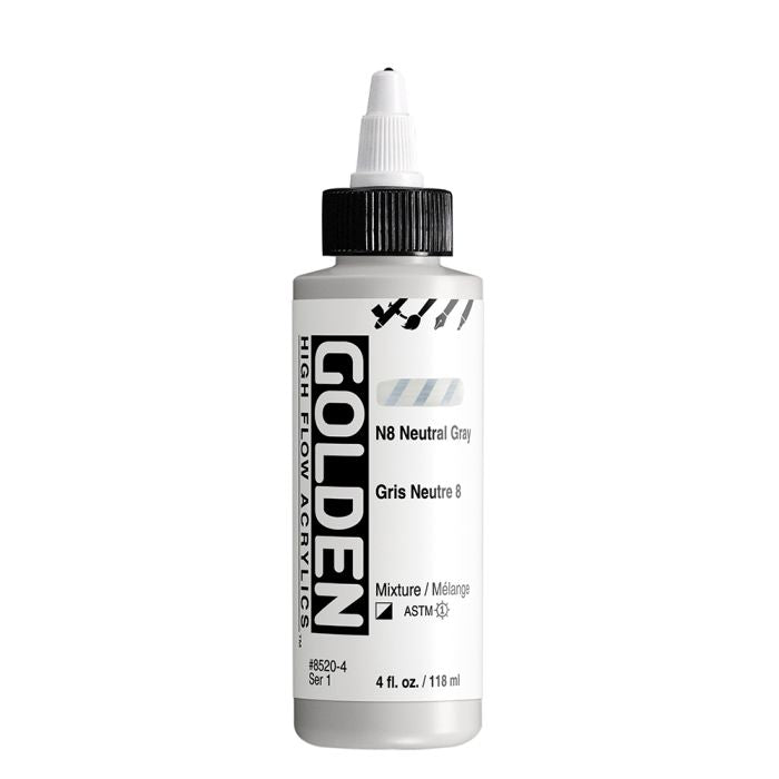 Golden High Flow Acrylic Paint N8 Neutral Gray 118ml