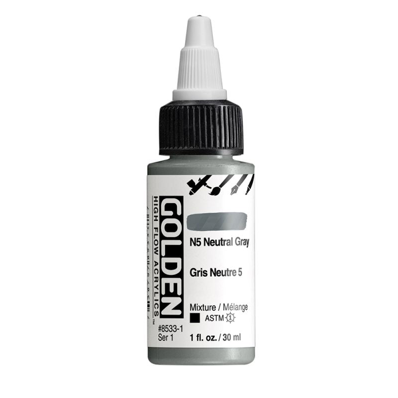 Golden High Flow Acrylic Paint N5 Neutral Gray