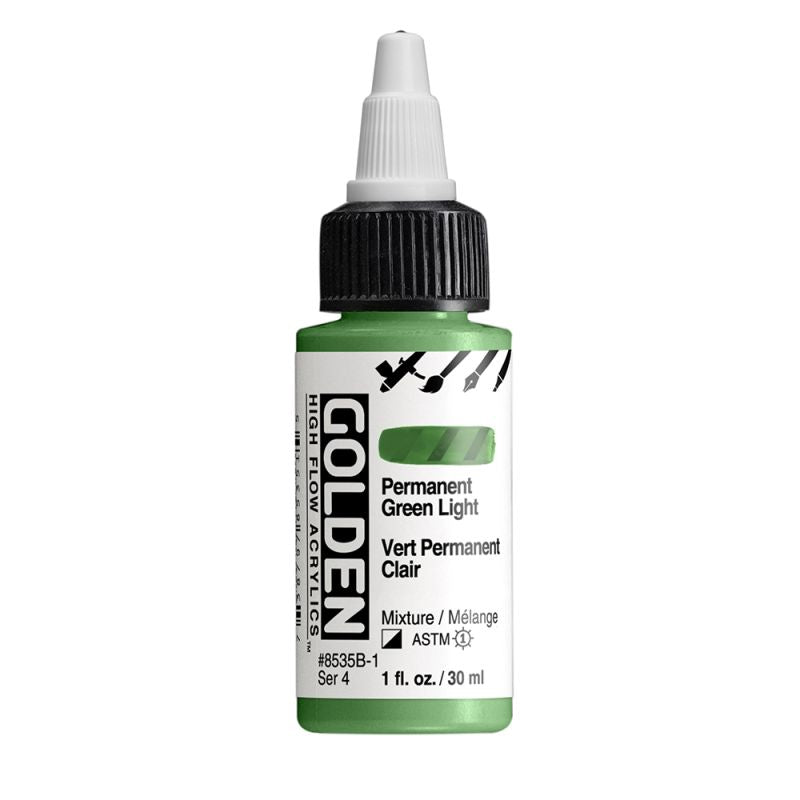 Golden High Flow Acrylic Paint Permanent Green Light 30ml