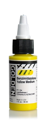 Golden High Flow Acrylic Paint Benzimidazolone Yellow Medium 30ml