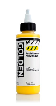 Golden High Flow Acrylic Paint Benzimidazolone Yellow Medium 118ml