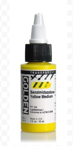 Golden High Flow Acrylic Paint Transparent Benzimidazolone Yellow Medium 30ml