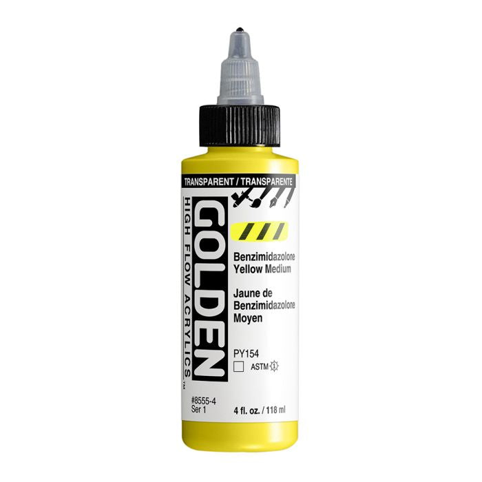 Golden High Flow Acrylic Paint Transparent Benzimidazolone Yellow Medium