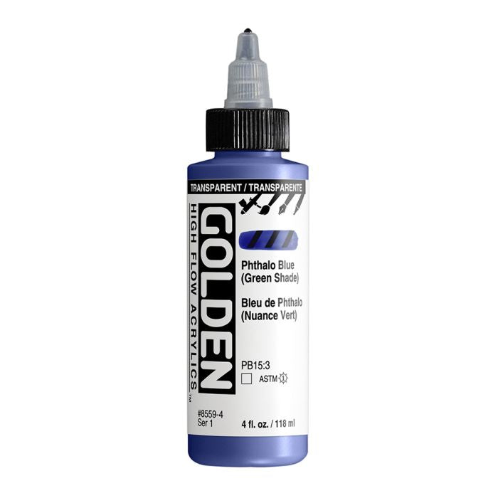 Golden High Flow Acrylic Paint Transparent Phthalo Blue (Green Shade)