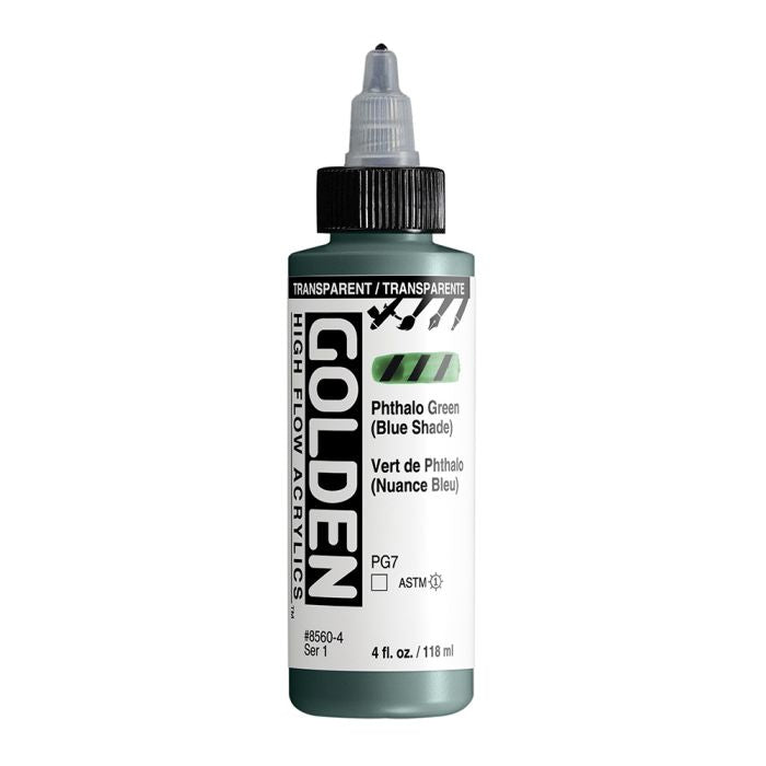 Golden High Flow Acrylic Paint Transparent Phthalo Green (Blue Shade)