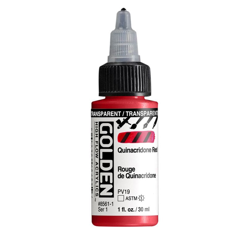 Golden High Flow Acrylic Paint Transparent Quinacridone Red 30ml