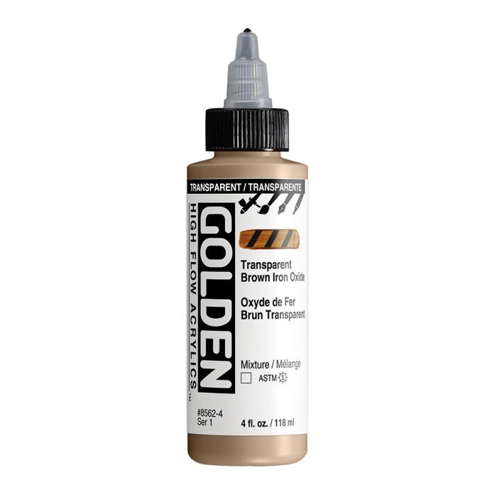 Golden High Flow Acrylic Paint Transparent Brown Iron Oxide 118ml