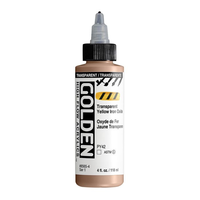 Golden High Flow Acrylic Paint Transparent Yellow Iron Oxide 118ml
