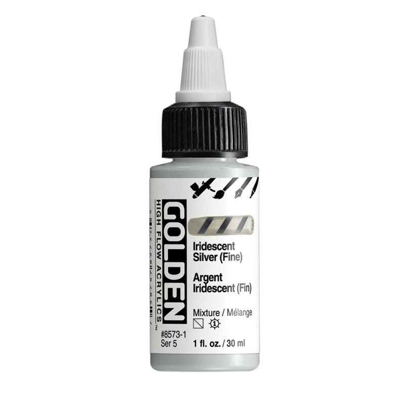 Golden High Flow Acrylic Paint Iridescent Silver (Fine) 30ml