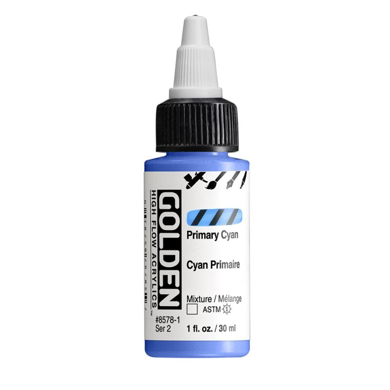 Golden High Flow Acrylic Paint Primary Cyan 30ml