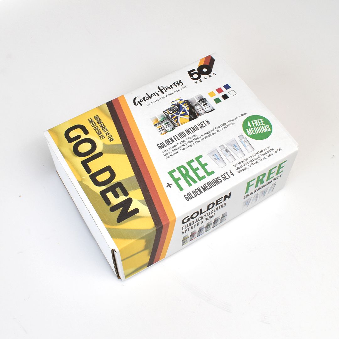 Product image for GOLDEN FLUID ACRYLIC PAINT X GORDON HARRIS 50 YEAR SET+ FREE MEDIUMS