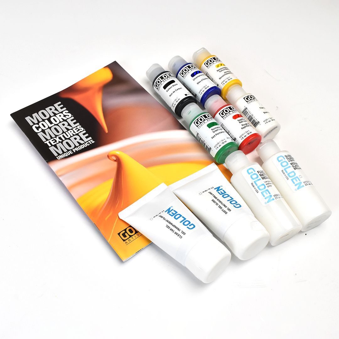 Product image for GOLDEN FLUID ACRYLIC PAINT X GORDON HARRIS 50 YEAR SET+ FREE MEDIUMS