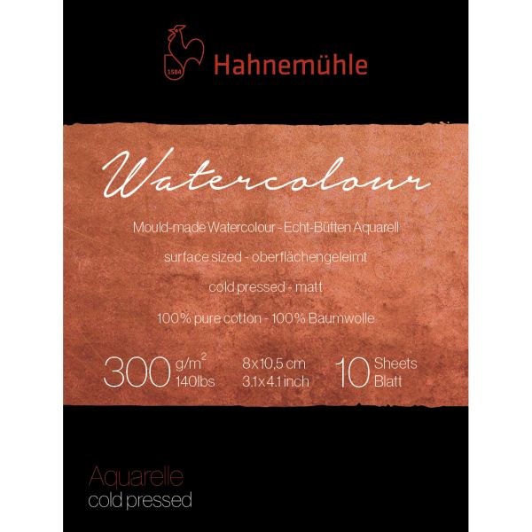 Hahnenuhle Professional Watercolour Block 300gsm Cold Pressed 10 Sheets 8x10cm