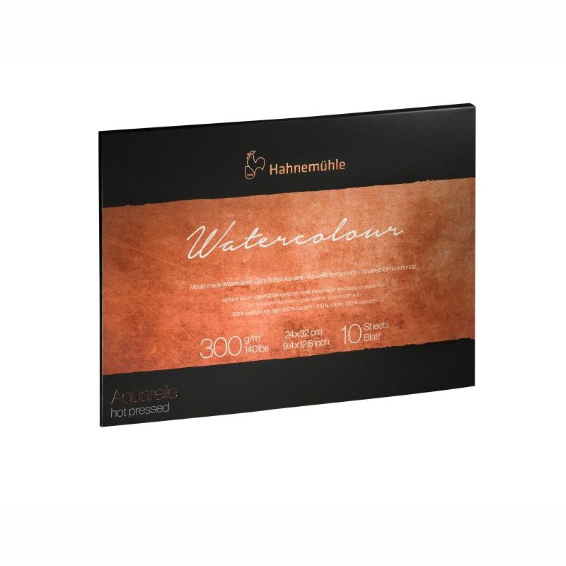 Hahnenuhle Professional Watercolour Block 300gsm Hot Pressed 10 Sheets