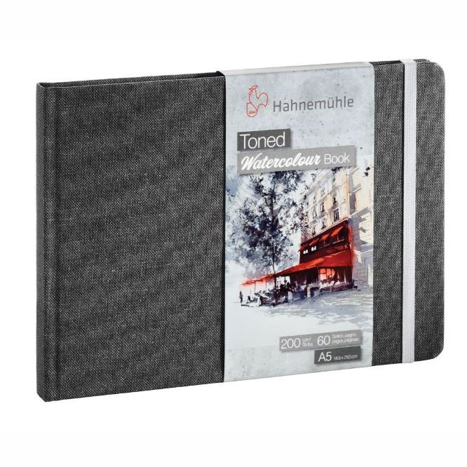 HAHNEMUHLE TONED WATERCOLOUR PAPER BOOK 200GSM GREY