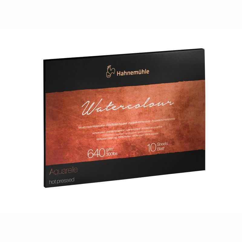 Hahnenuhle Professional Watercolour Block 640gsm Hot Pressed 10 Sheets