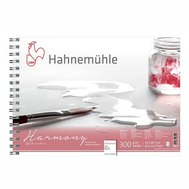 Hahnenuhle Harmony Watercolour Spiral Pad 300gsm Cold Pressed A4