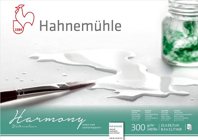 Hahnenuhle Harmony Watercolour Block 300gsm Hot Pressed A4