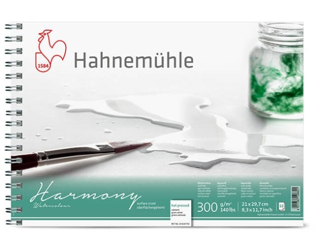 Hahnenuhle Harmony Watercolour Spiral Pad 300gsm Hot Pressed A4
