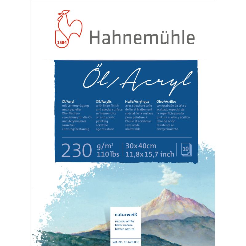 Hahnenuhle Acrylic Block 230gsm 10 Sheets 30x40cm