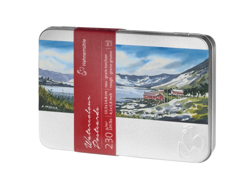 Hahnenuhle Watercolour Postcards Tin 230gsm Rough 30 Sheets SET