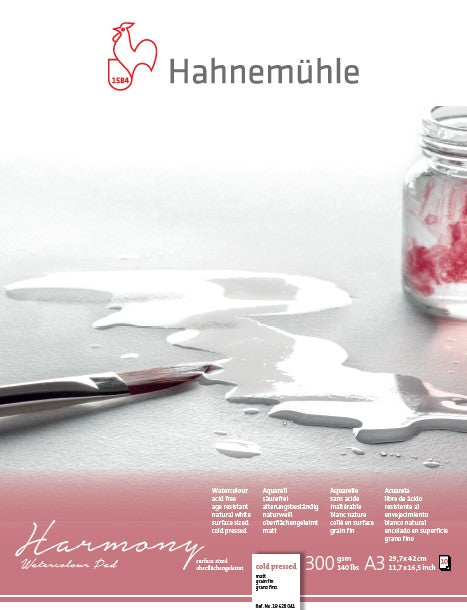 Hahnenuhle Harmony Watercolour Pad 300gsm Cold Pressed A3