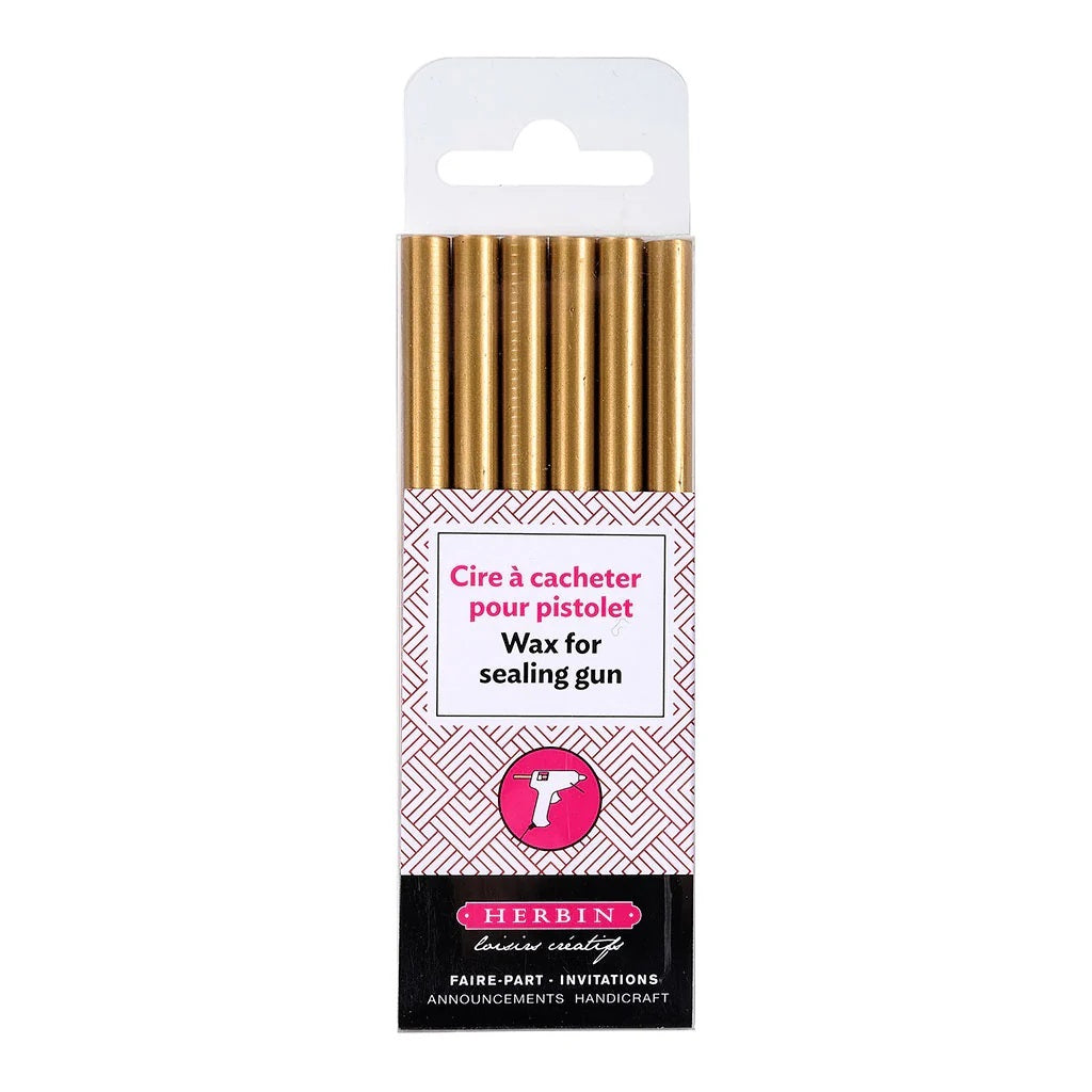 HERBIN WAX GUN WAX STICKS GOLD PKT 6