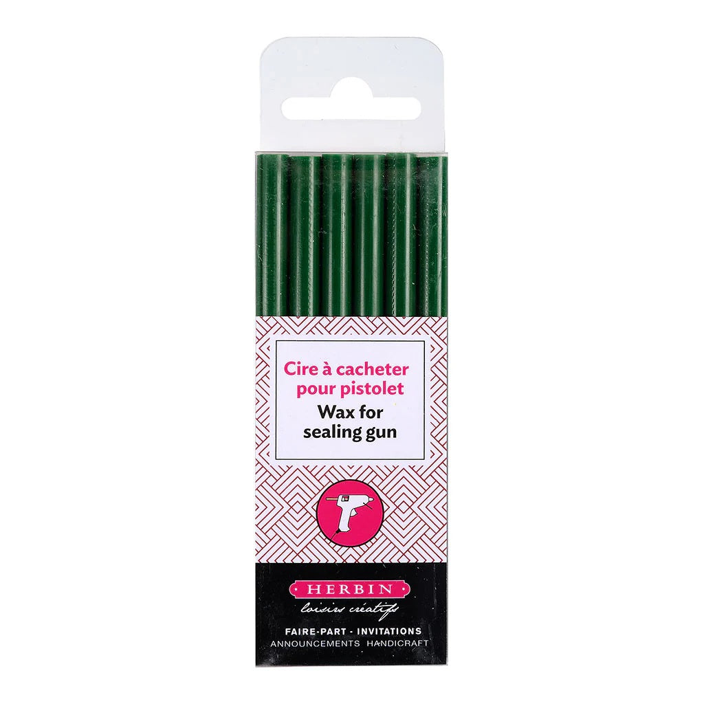 HERBIN WAX GUN WAX STICKS DARK GREEN PKT 6