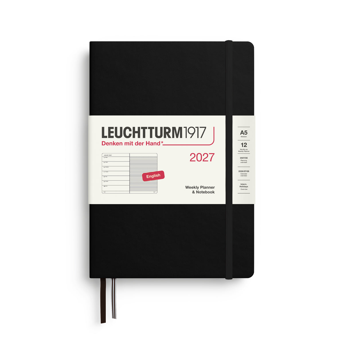LEUCHTTURM1917 2027 WEEKLY PLANNER & NOTEBOOK BLACK
