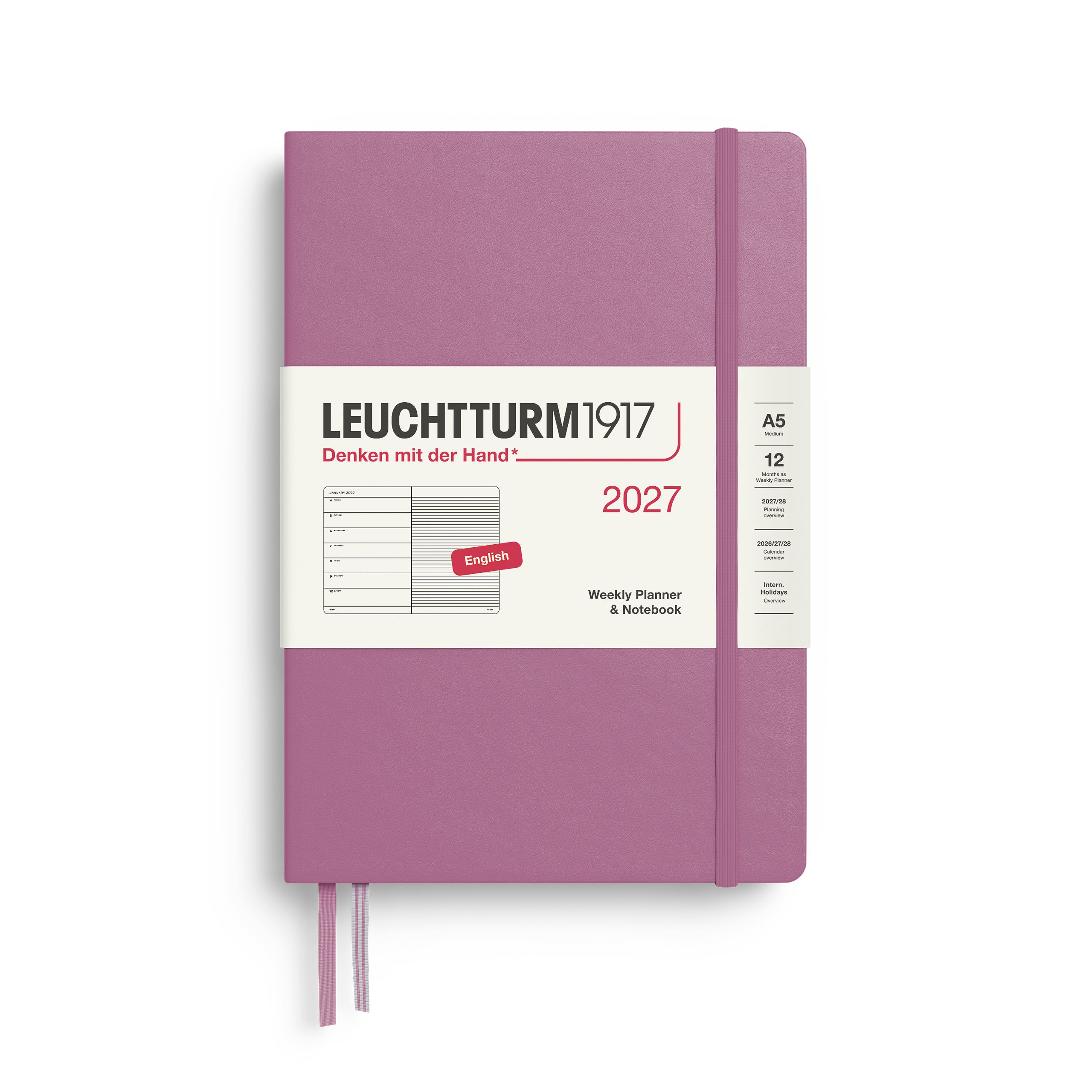 LEUCHTTURM1917 2027 WEEKLY PLANNER & NOTEBOOK DUSTY ROSE