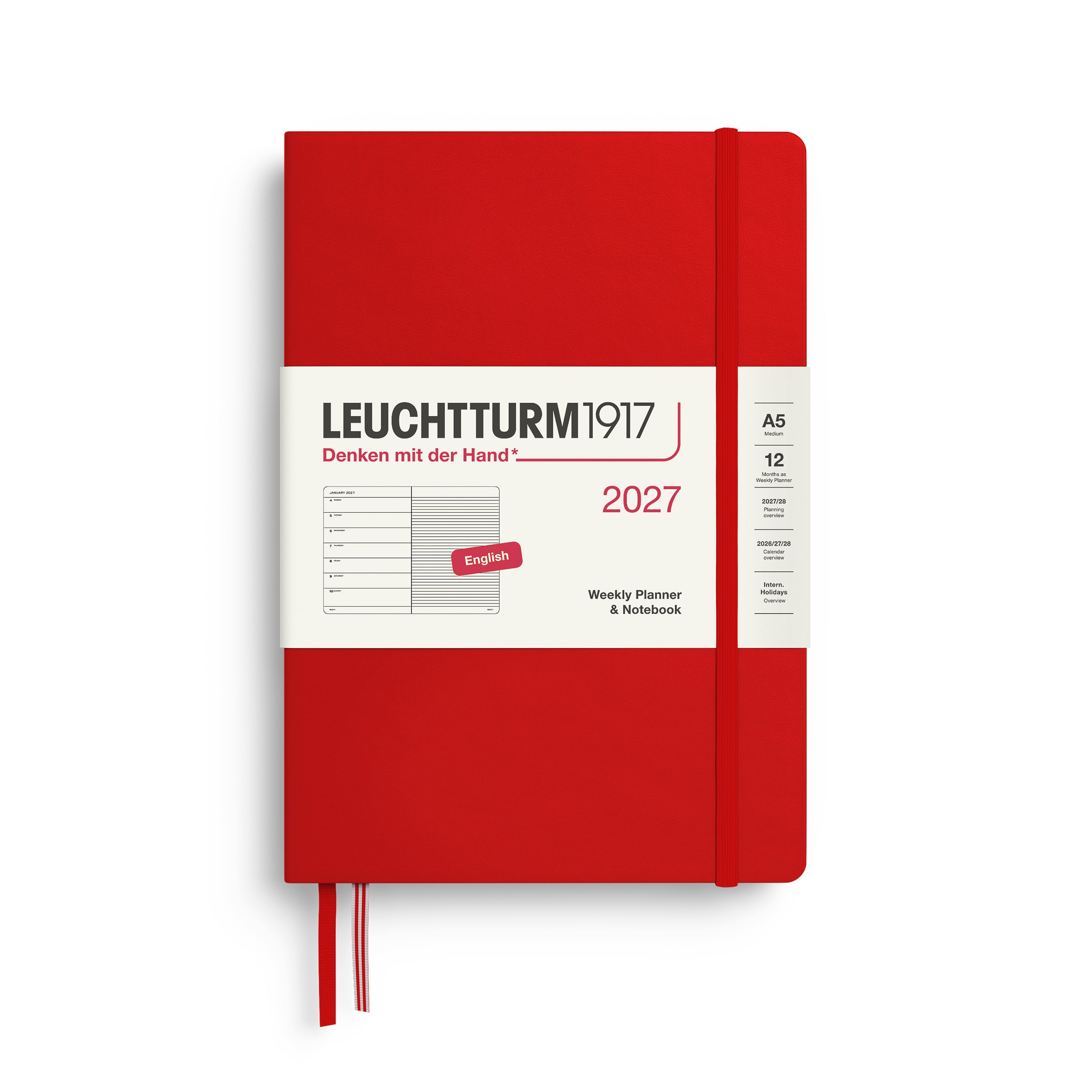 LEUCHTTURM1917 2027 WEEKLY PLANNER & NOTEBOOK CHERRY