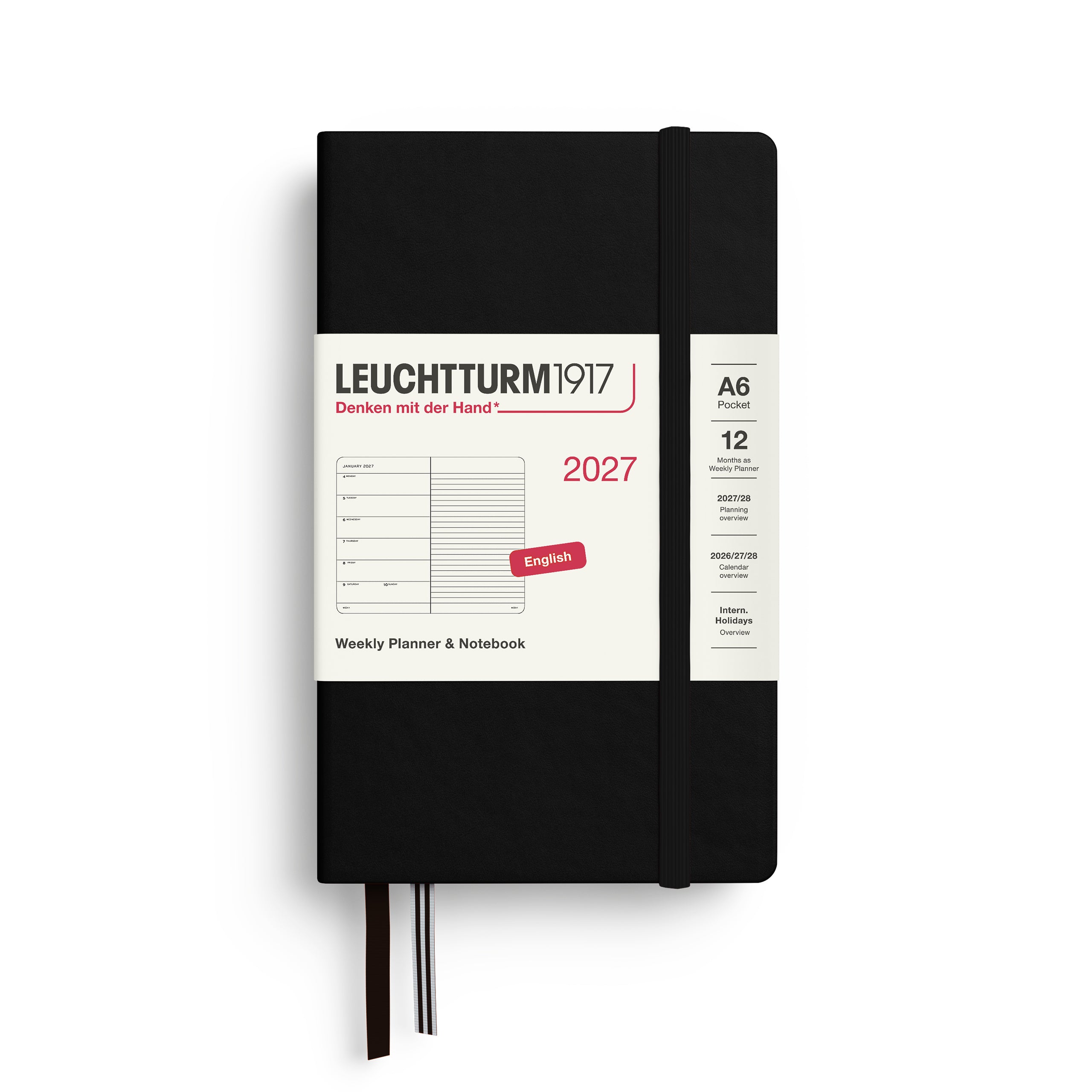 LEUCHTTURM1917 2027 WEEKLY PLANNER & NOTEBOOK BLACK