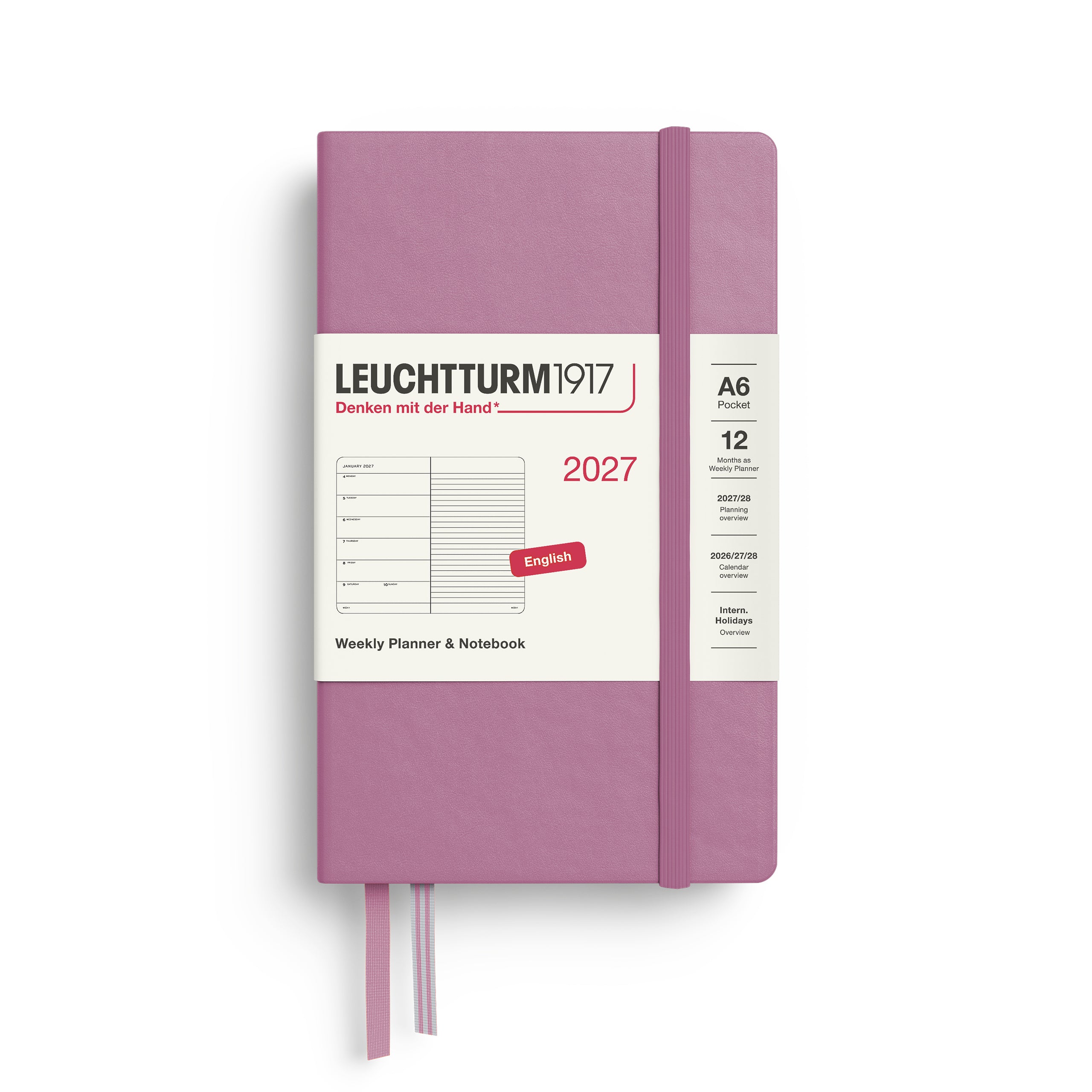 LEUCHTTURM1917 2027 WEEKLY PLANNER & NOTEBOOK DUSTY ROSE