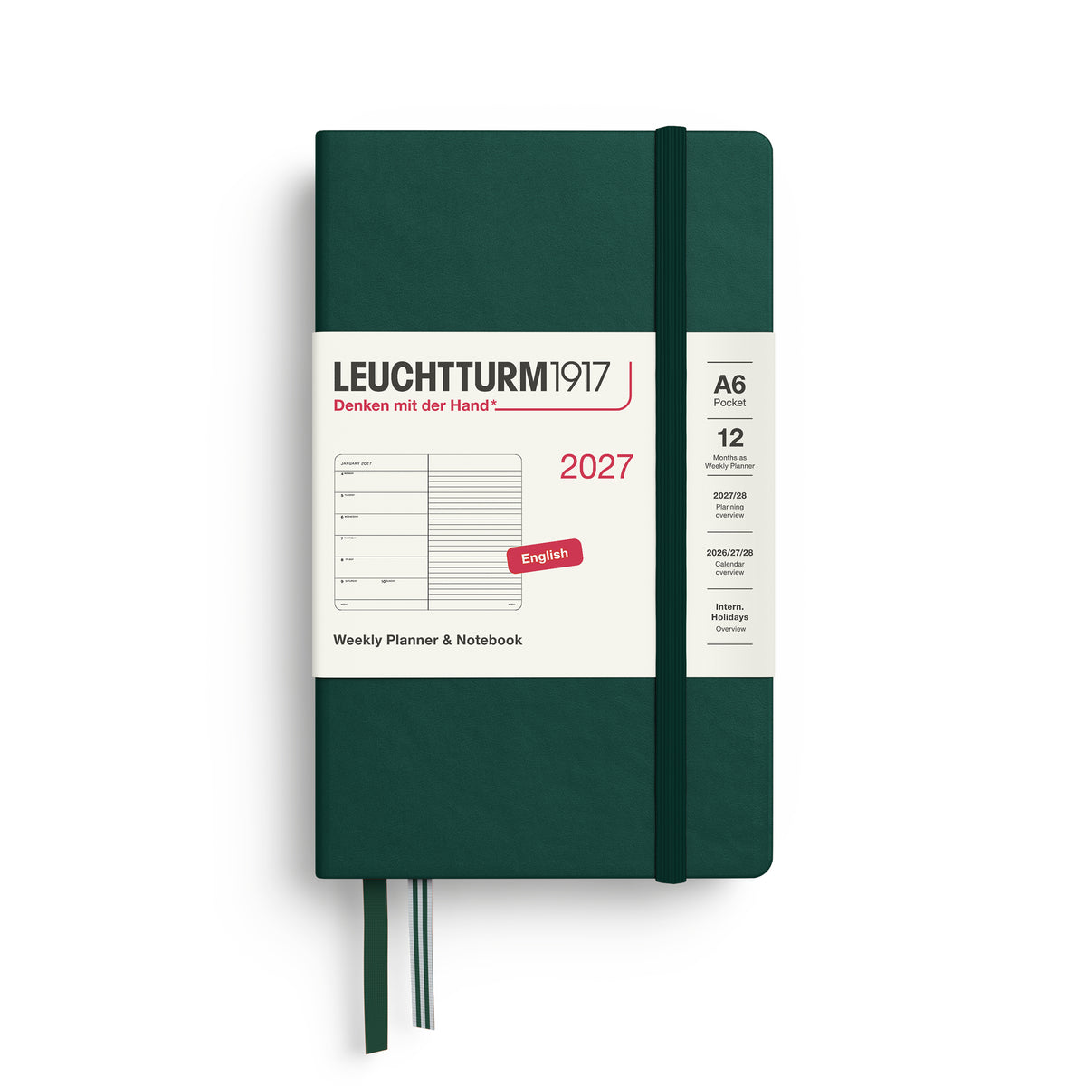 LEUCHTTURM1917 2027 WEEKLY PLANNER & NOTEBOOK FOREST GREEN
