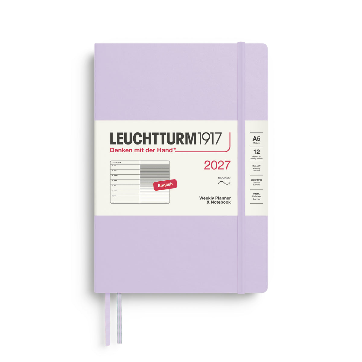 LEUCHTTURM1917 2027 WEEKLY PLANNER & NOTEBOOK LILAC SOFTCOVER