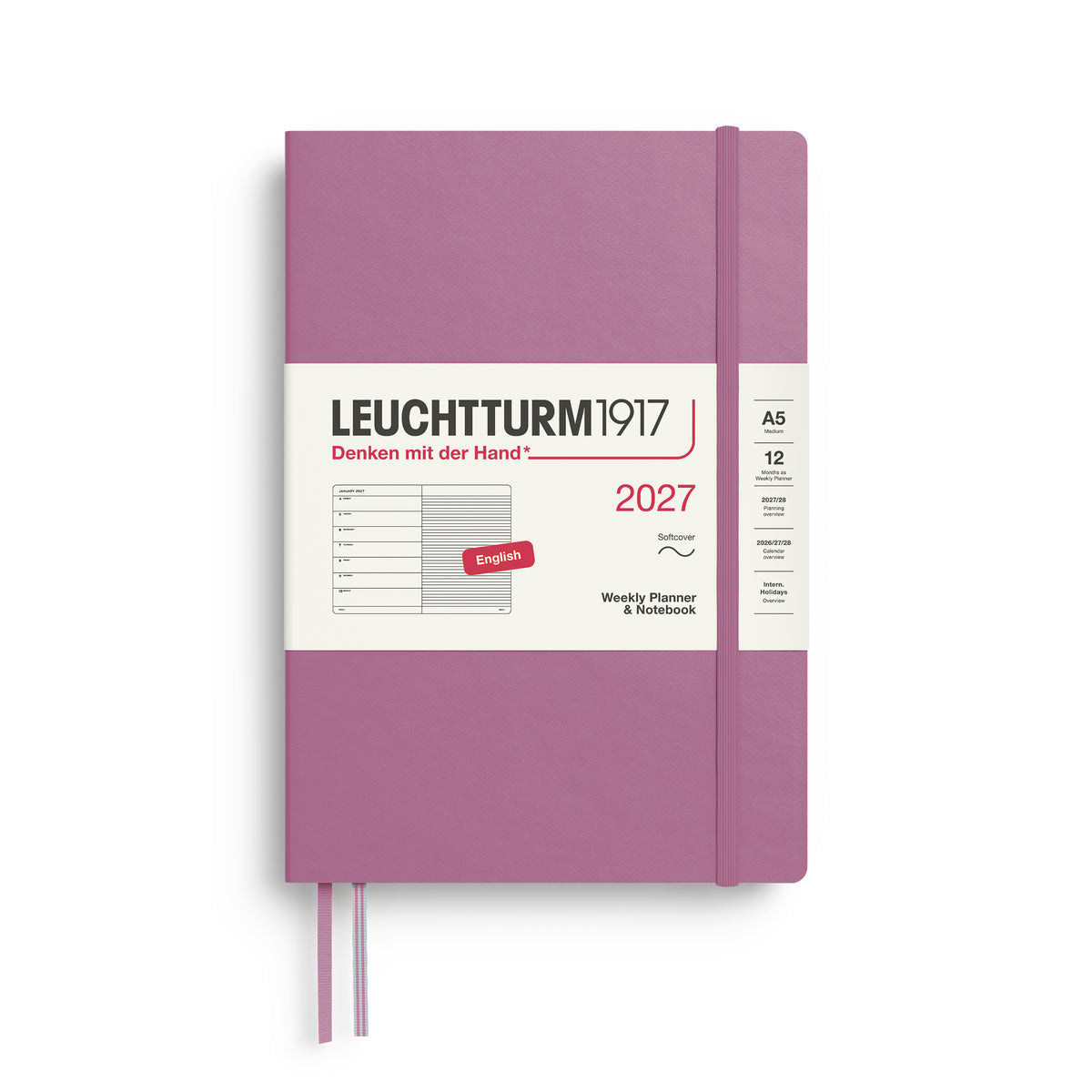 LEUCHTTURM1917 2027 WEEKLY PLANNER & NOTEBOOK DUSTY ROSE SOFTCOVER