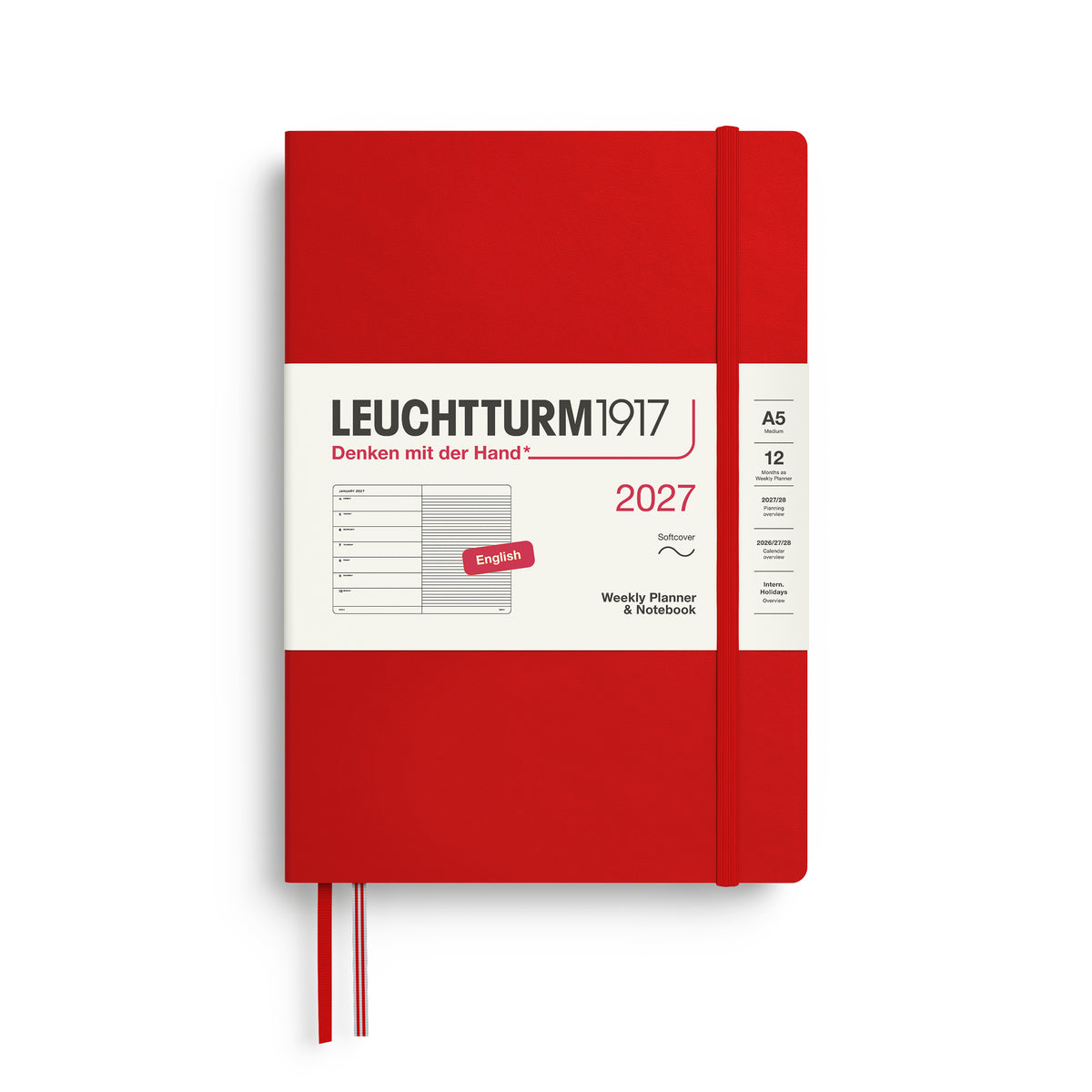 LEUCHTTURM1917 2027 WEEKLY PLANNER & NOTEBOOK CHERRY SOFTCOVER
