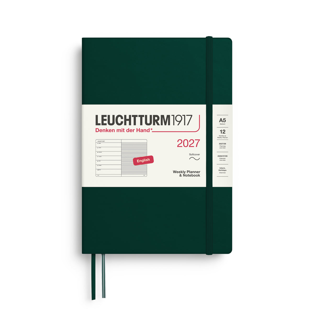 LEUCHTTURM1917 2027 WEEKLY PLANNER & NOTEBOOK FOREST GREEN SOFTCOVER