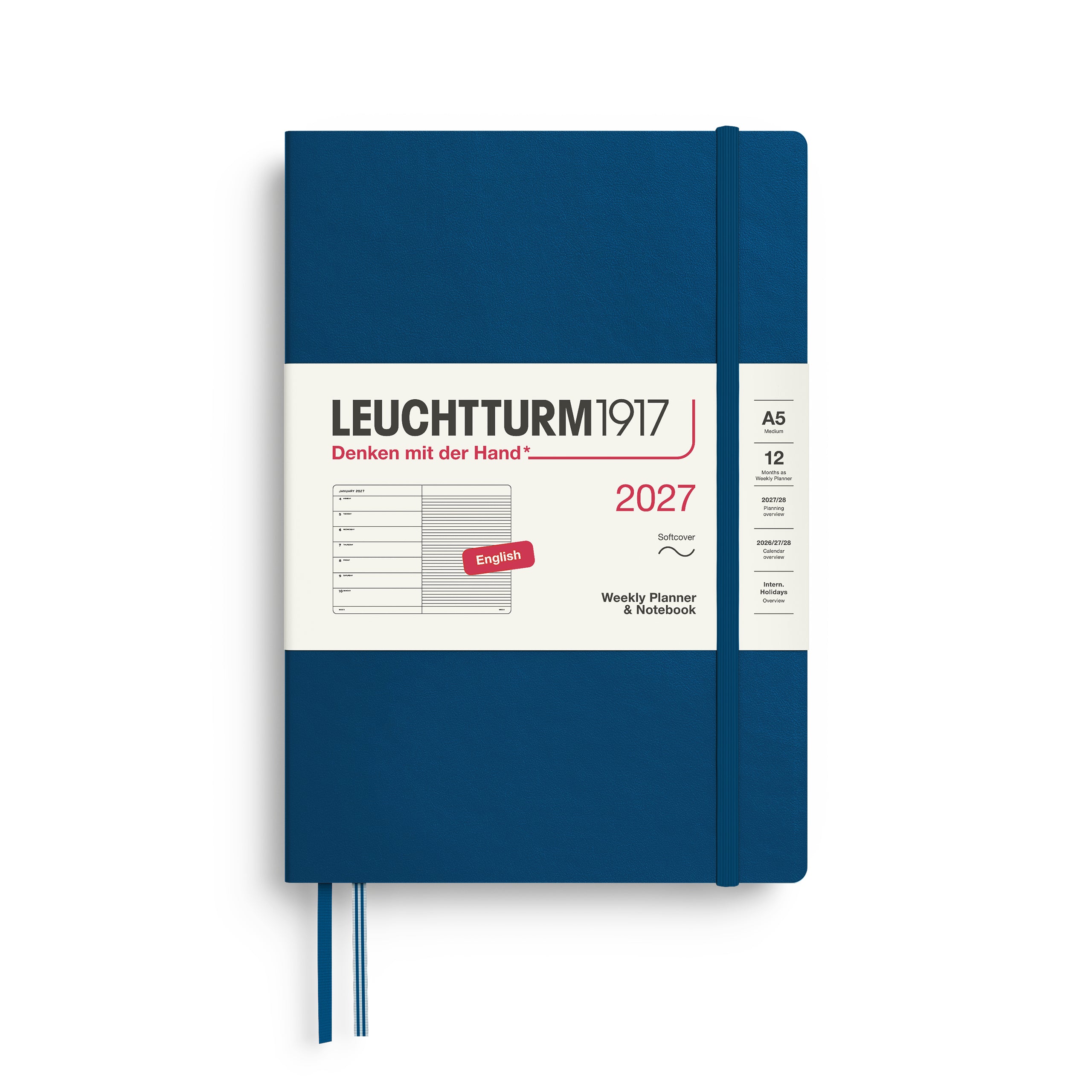 LEUCHTTURM1917 2027 WEEKLY PLANNER & NOTEBOOK INDIGO SOFTCOVER