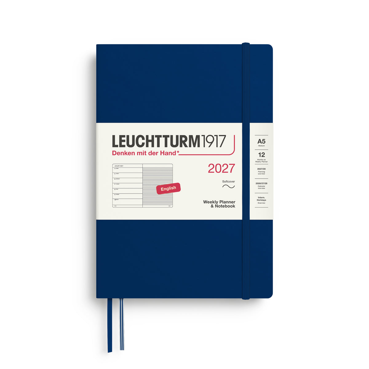 LEUCHTTURM1917 2027 WEEKLY PLANNER & NOTEBOOK NAVY SOFTCOVER